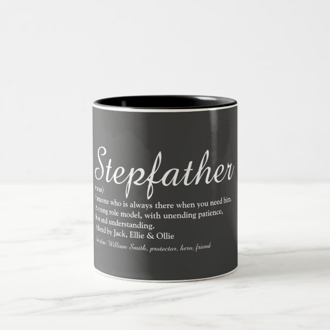 Taza Bicolor Stepfather Stepdad Definition Script Fun Gray (Centro)