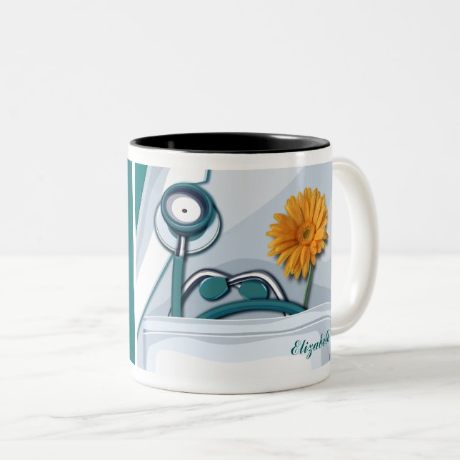 Taza Bicolor Stethoscope y regalo de agradecimiento de enfermer (Anverso derecho)