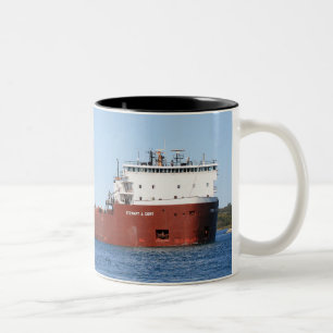 Taza Bicolor Stewart J. Cort Great Lakes Freighter Coffee Mug