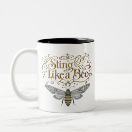 Taza Bicolor Sting Like A Bee Art Vintage Fairytale Girl Power