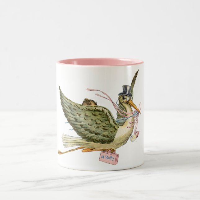 TAZA BICOLOR STORK BABY SHOWER (Centro)