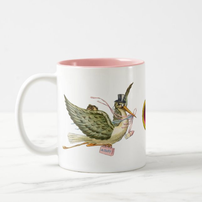 TAZA BICOLOR STORK BABY SHOWER (Izquierda)