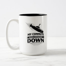 Taza Bicolor Straight Down Commute Submarine Humor