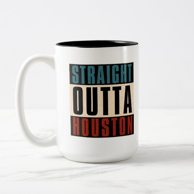 Taza Bicolor Straight Outta Houston Texas TX (Izquierda)