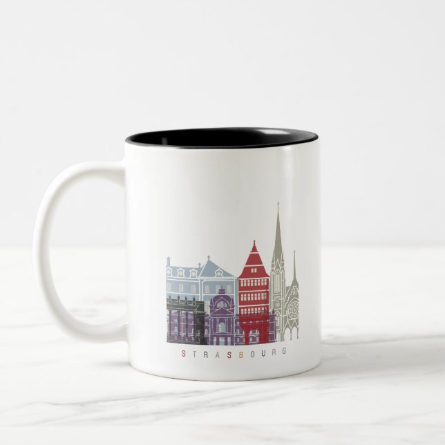 Taza Bicolor Strasbourg skyline poster (Izquierda)