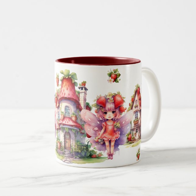 Taza Bicolor Strawberry Fairy Village (Anverso derecho)