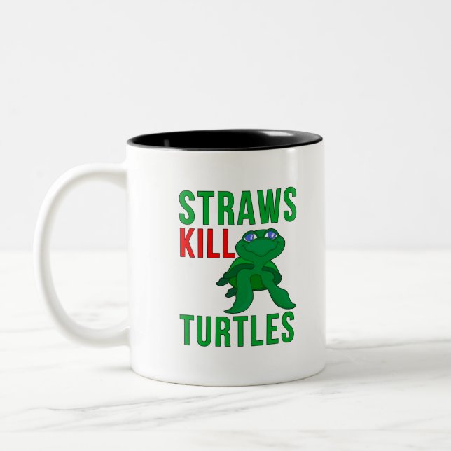 Taza Bicolor Straws Kill Turtles (Izquierda)