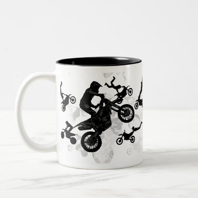 Taza Bicolor Stuntmen de Motocross extremo (Izquierda)