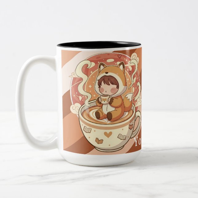 Taza Bicolor Stylish Two-Tone Fox Reading Mug (Izquierda)