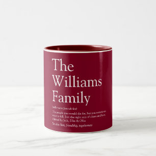 Taza Bicolor Su definición familiar moderna divertida Borgoña