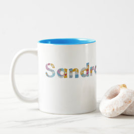 Taza Bicolor Su nombre en letras artísticas florales / Sandra