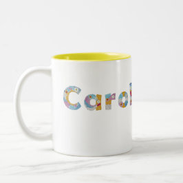 Taza Bicolor Su nombre en letras florales artísticas / Carol