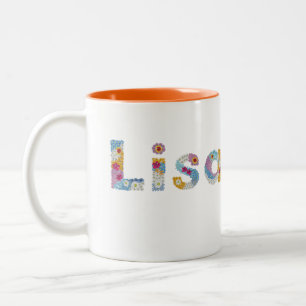 Taza Bicolor Su nombre en letras florales artísticas / Lisa