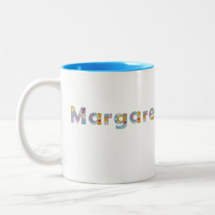 Taza Bicolor Su nombre en letras florales artísticas / Margaret