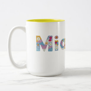 Taza Bicolor Su nombre en letras florales artísticas / Mia