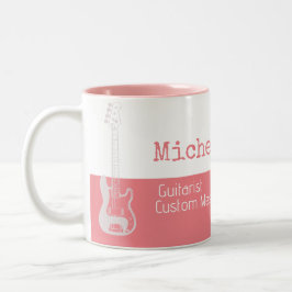 Taza Bicolor su profesional (guitarrista) mitad-rosa mitad-blan