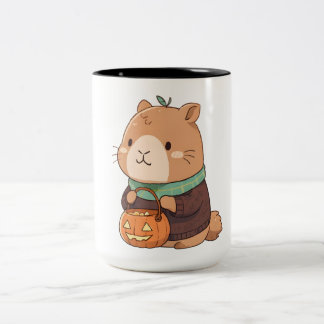 Taza Bicolor Suave Capibara de Jersey de Calabaza Hojas de Otoñ