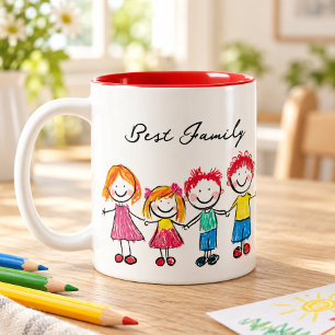 Taza Bicolor Sube el Dibujo de tu Hijo Arte Personalizado par