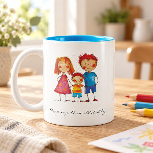 Taza Bicolor Sube el Dibujo de tu Hijo Arte Personalizado par