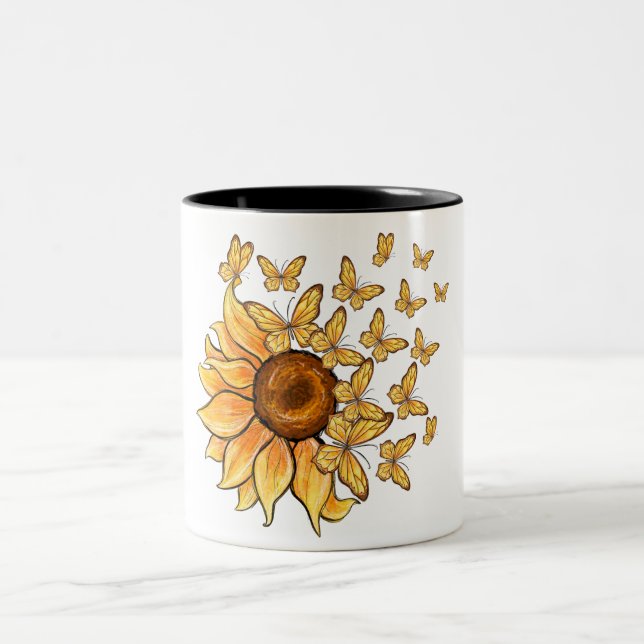 Taza Bicolor Sublimación inspiradora/Girasol (Centro)