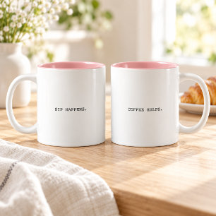 Taza Bicolor Sucede un sorbo Café Ayuda Tipografía Moderna Dive