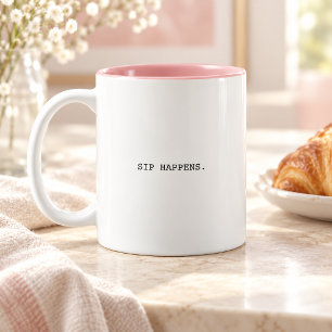 Taza Bicolor Sucede un Sorbo Minimalista Tipografía Moderna D