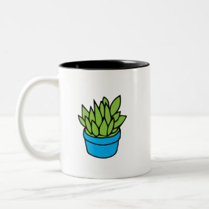 Taza Bicolor Suculenta planta en planta azul
