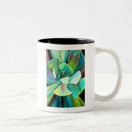 Taza Bicolor Suculento arte acuático azul y verde del desierto