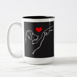 Taza Bicolor Sudadera con diseño de mano y perro de mejores ami