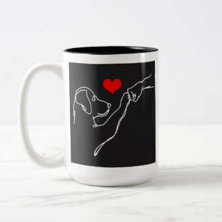 Taza Bicolor Sudadera con diseño de mano y perro de mejores ami