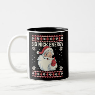 Taza Bicolor Sudadera fea de Navidad con Santa de Big Nick Ener