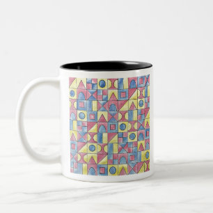 Taza Bicolor Sudoku Uno-Arte geométrico Bauhaus minimalista mod