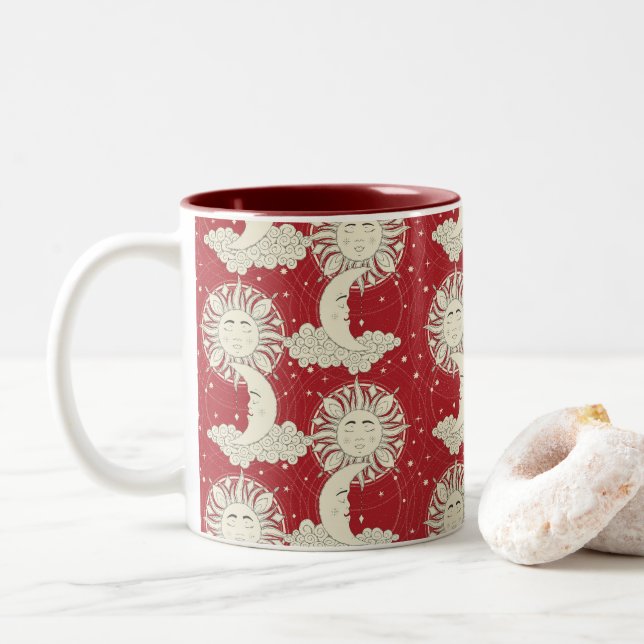 Taza Bicolor sueños bohemios rojos (Con donut)