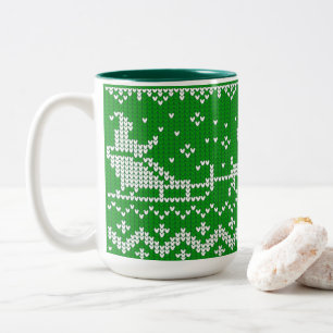 Taza Bicolor Suéter fea Santa Claus trineo y renos