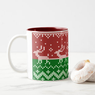 Taza Bicolor Suéter fea Santa Claus trineo y renos