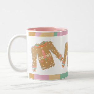 Taza Bicolor Suéter feo Groovy Navidad Rosa Terroso