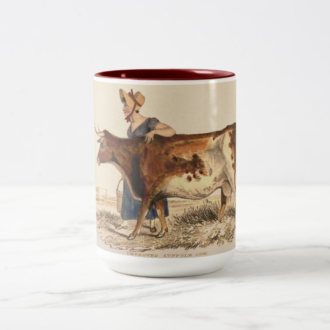 Taza Bicolor "Suffolk Lady & Red Poll Cow" (Centro)