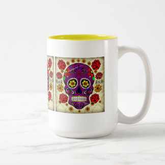 Taza Bicolor Sugar Skull Dia De Los Muertos Mug