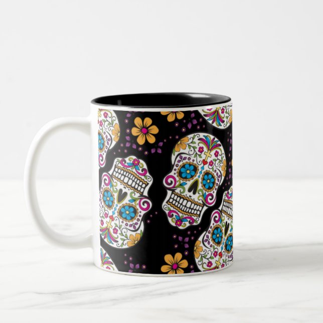 Taza Bicolor Sugar Skull Halloween Black (Izquierda)