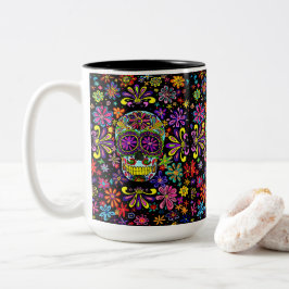 Taza Bicolor Sugar Skull Mug
