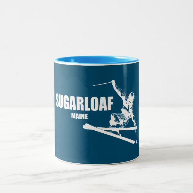 Taza Bicolor Sugarloaf Mountain Maine Skier (Centro)