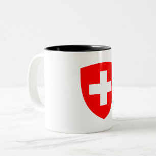 Taza Bicolor Suiza país escudo armas símbolo emblema suizo