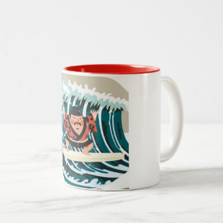 Taza Bicolor Sumo Surfer Wave Rider Coffee Mug