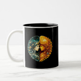 Taza Bicolor Sun and Moon Harmony Luxury Art Mug