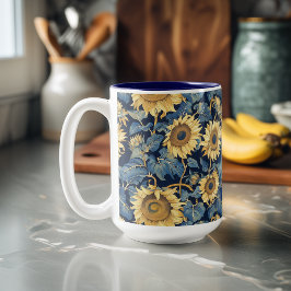 Taza Bicolor Sunflower Art Nouveau