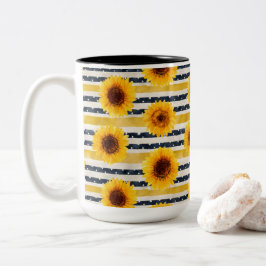 Taza Bicolor Sunflower Stripes Navy & Yellow 