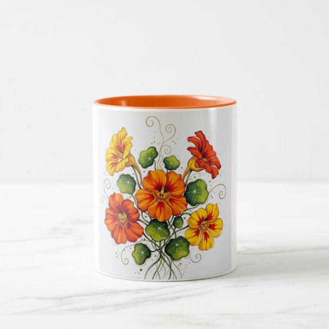 Taza Bicolor Sunlit Blossoms Ceramic Mug  (Centro)