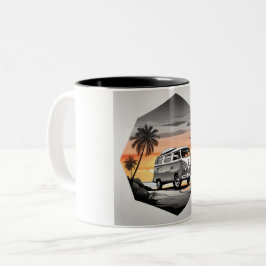 Taza Bicolor "Sunset Kombi Beach Mug - Coastal Adventure Cup"