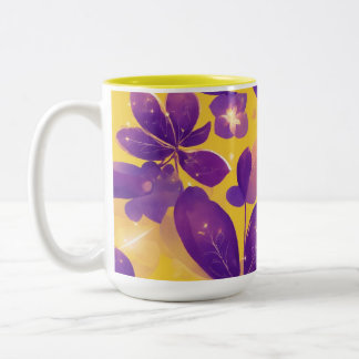 Taza Bicolor "Sunshine Bloom: Mug de dos tonos con violeta viol
