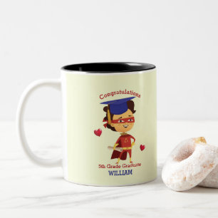 Taza Bicolor Super Boy Felicitaciones a quinto grado